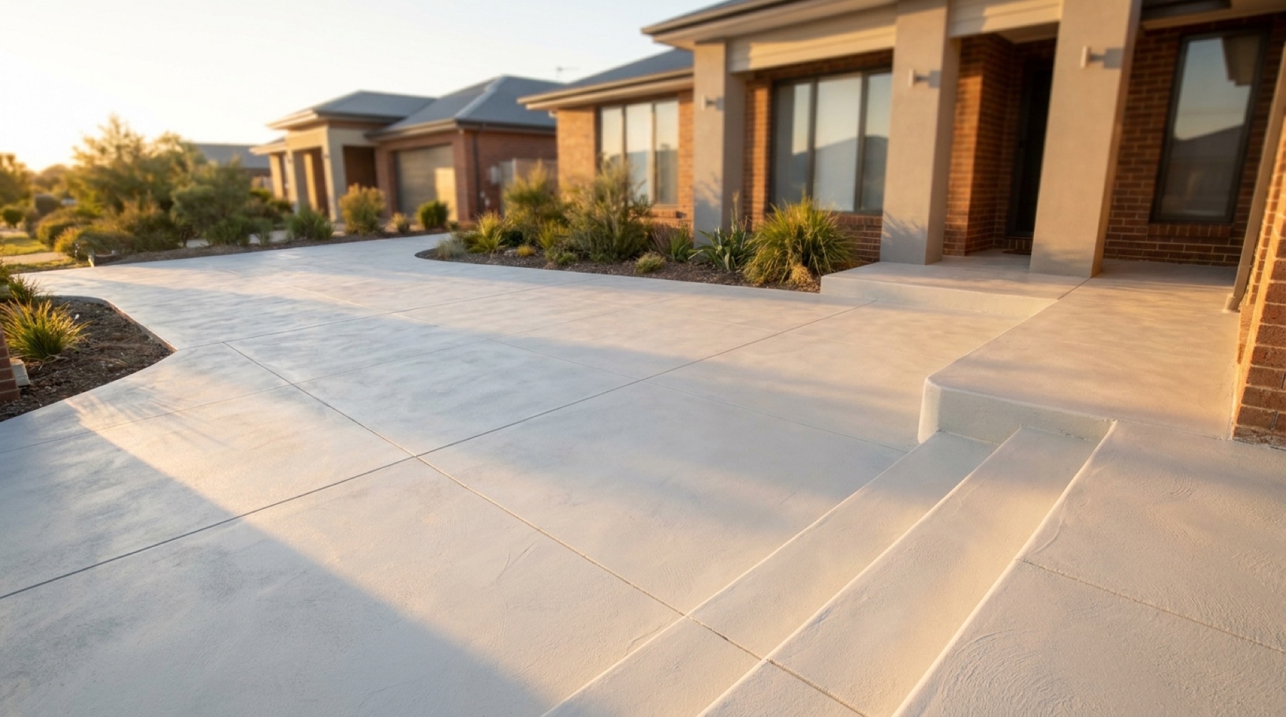A finished concrete slab and driveway on a north-west Tasmanian property