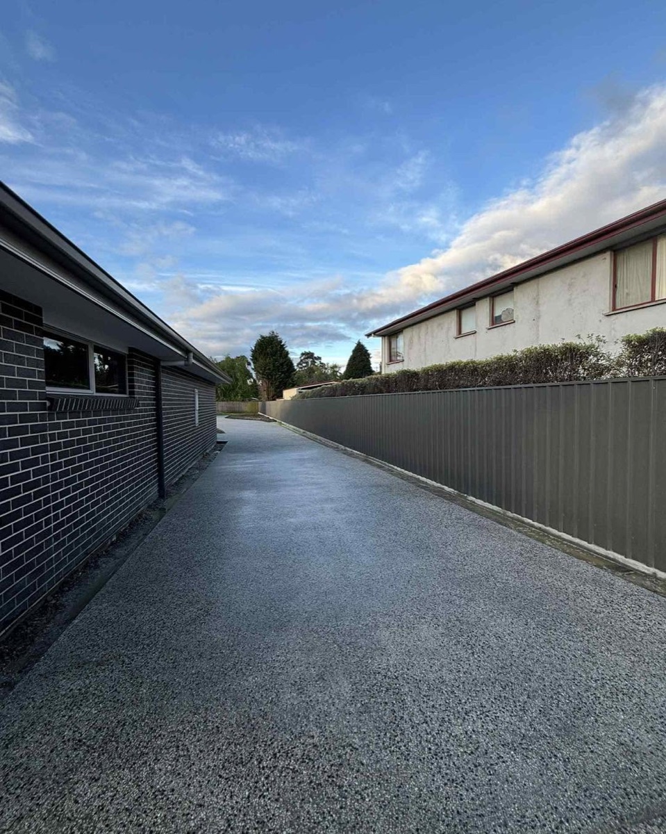 An exposed aggregate concrete finish