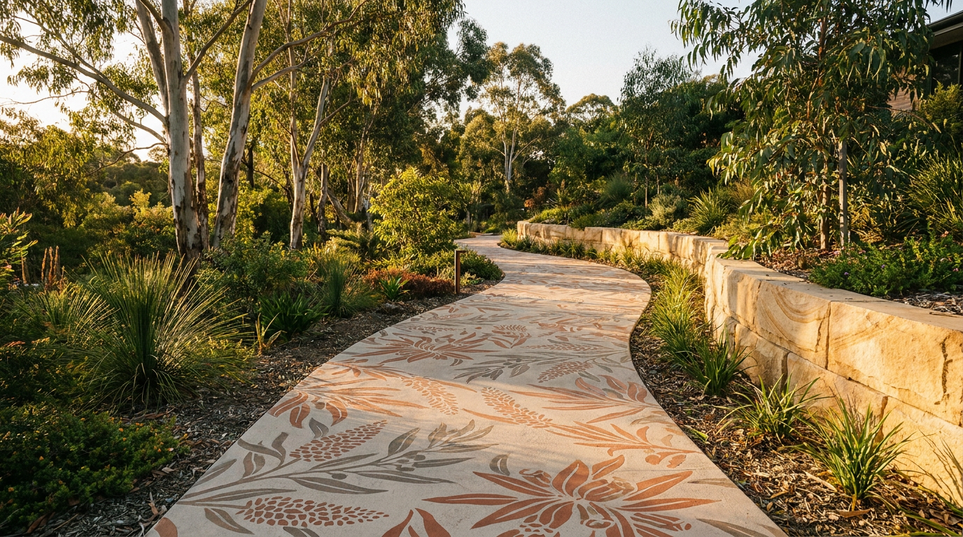 A decorative patterned concrete surface